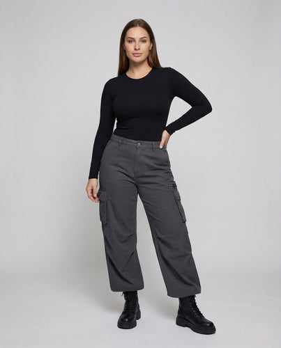 Damen Cargo Hose High Waist