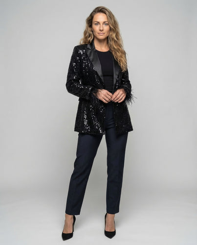 Damen Pailletten Blazer Doppelreiher