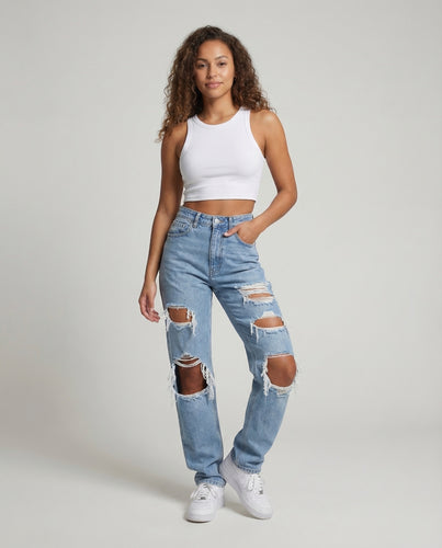 Damen Baggy Jeans High Waist