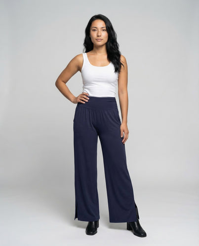 Damen Yogahose Weit Schlitz