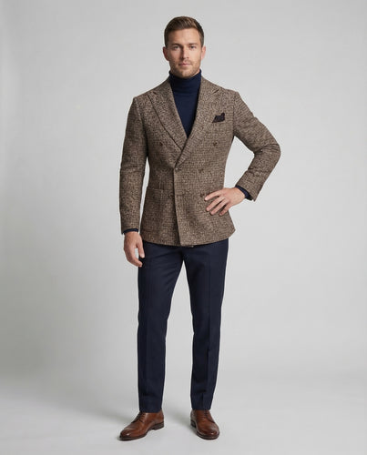 Herren Karo Blazer Doppelreiher