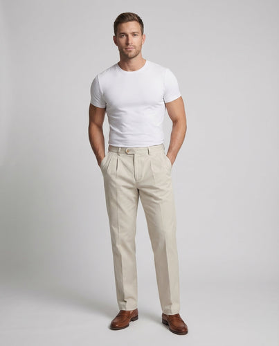 Herren Bundfaltenhose Stretch