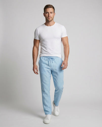 Herren Leinenhose Gerade Kordelzug