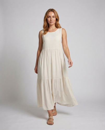 Damen Maxikleid Stufenrock Print