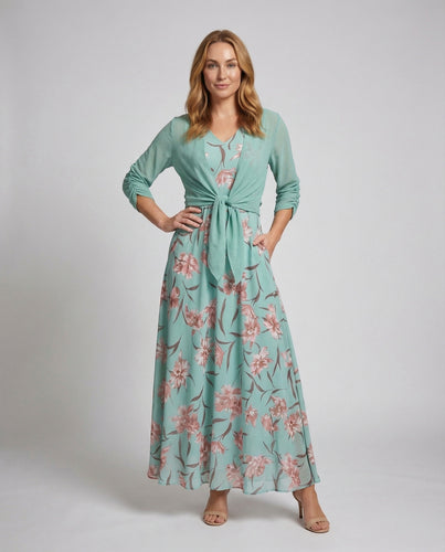 Damen Chiffon Maxikleid Blumen