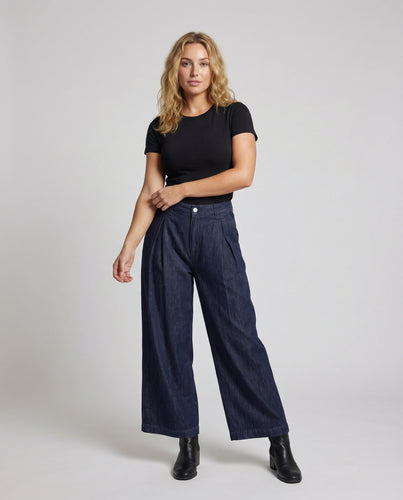 Damen Jeans Bundfalten Weit
