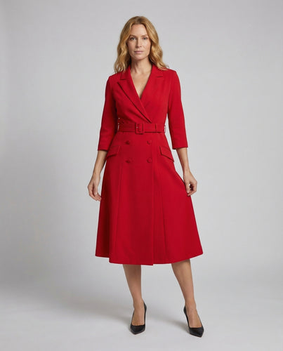Damen Blazerkleid Midi Gürtel