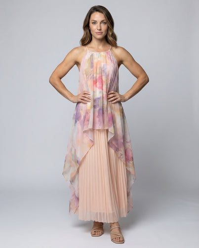 Damen Chiffon Maxikleid Spaghettiträger
