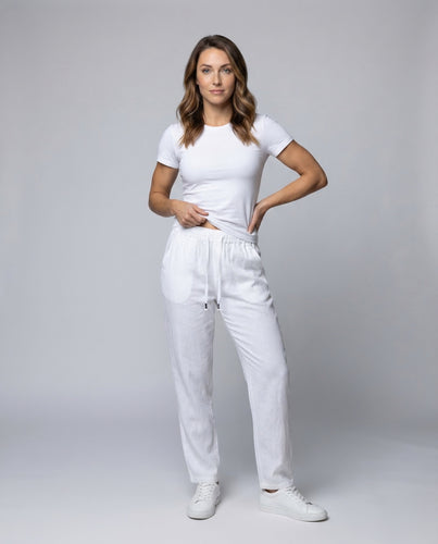 Damen Leinen Jogginghose Tapered
