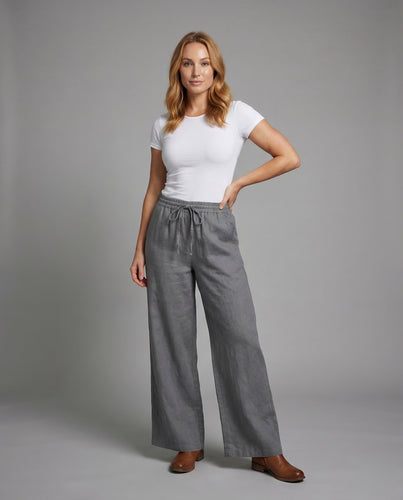 Damen Leinenhose Tunnelzug