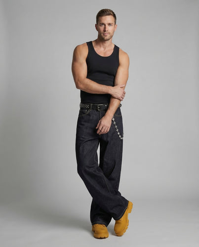 Herren Baggy Jeans Kette
