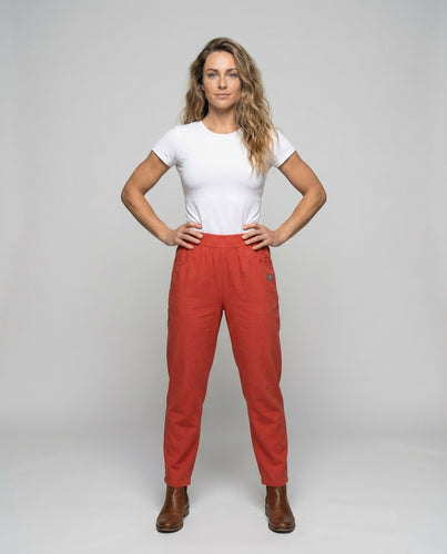 Damen Leinen Freizeithose Tapered