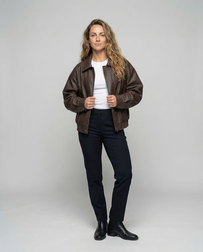 Damen Lederoptik Blouson Oversize