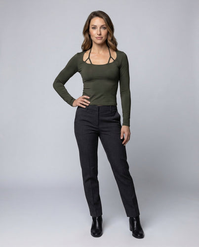 Damen Langarmshirt Schlitz