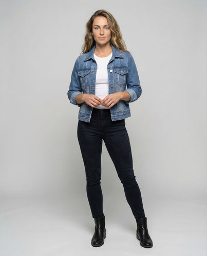 Damen Jeansjacke Boxy Kurz