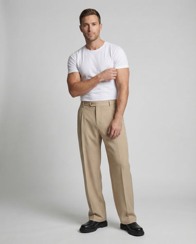 Herren Bundfaltenhose Weit