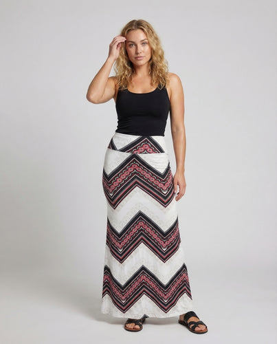 Damen Maxirock Zickzack Muster