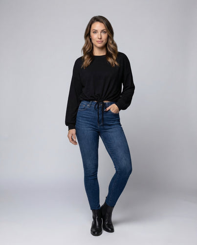 Damen Crop Shirt Ballonärmel