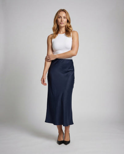 Damen Satinrock Maxi