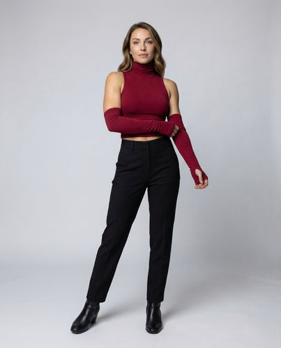 Damen Rollkragen Top Cropped