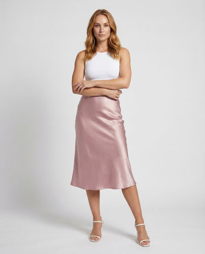 Damen Midirock Satin Elegant
