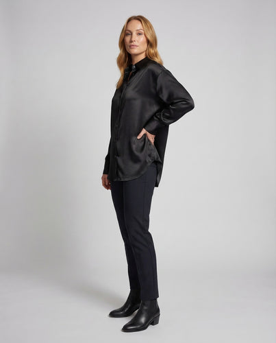 Damen Satin Hemdbluse Oversize