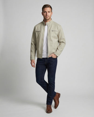 Herren Velourslederjacke Stehkragen