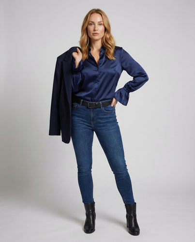 Damen Satinbluse Elegant