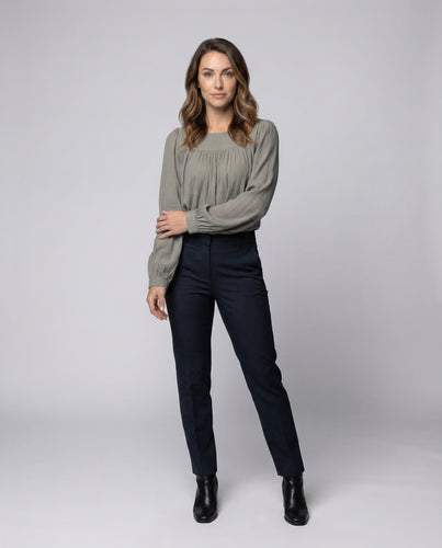 Damen Faltenbluse Quadratisch