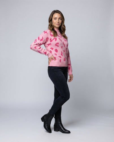 Damen Strickpullover Tierprint