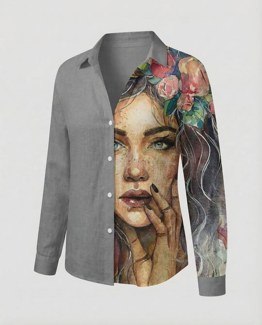 Damen Leinenhemd Lagenlook