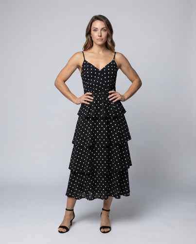 Damen Midikleid Punkte