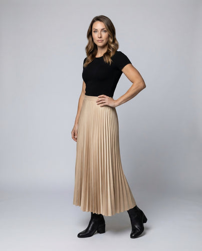 Damen Midirock Plissee High Waist
