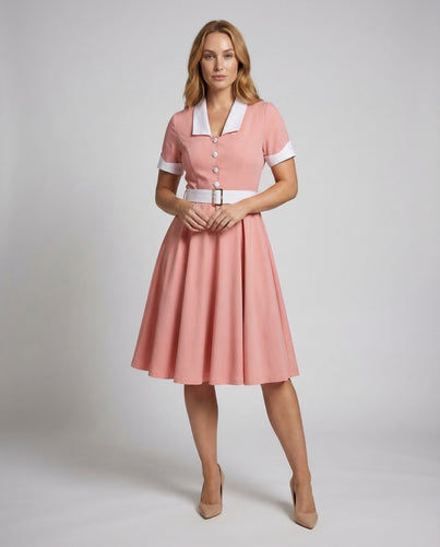 Damen Swingkleid Knopfleiste