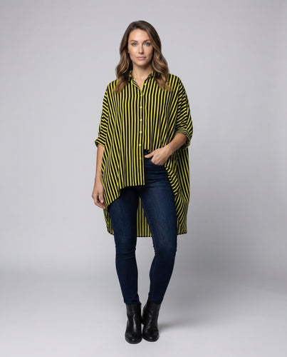 Damen Tunika Gestreift Oversize