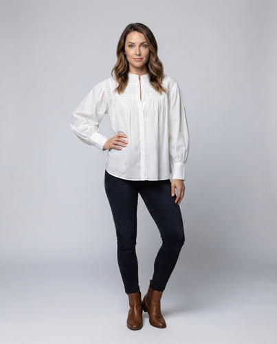 Damen Baumwollbluse Biesen