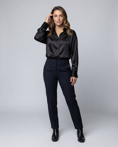 Damen Satinbluse Weit