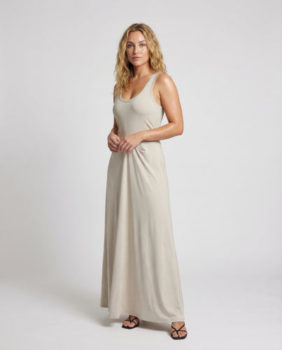 Damen Jersey Maxikleid Ärmellos