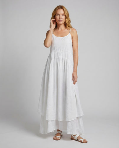 Damen Maxikleid Leinen Stufen
