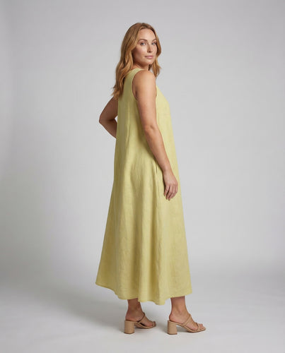 Damen Leinen Kleid A Linie