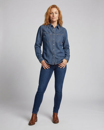Damen Jeanshemd Western