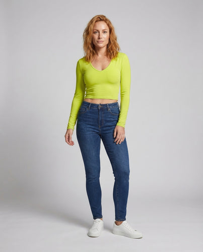 Damen Langarmshirt V Ausschnitt