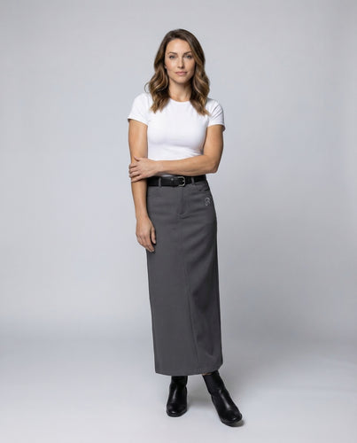 Damen Maxirock Gürtel Taschen