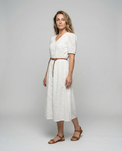 Damen Midikleid Lochstickerei