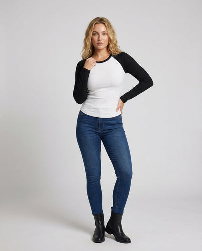 Damen Raglan Shirt Baseball