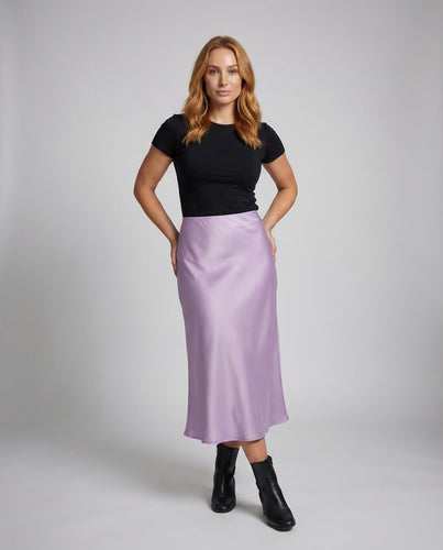 Damen Satin Midirock Bias