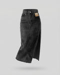 Damen Jeans Midirock Schlitz