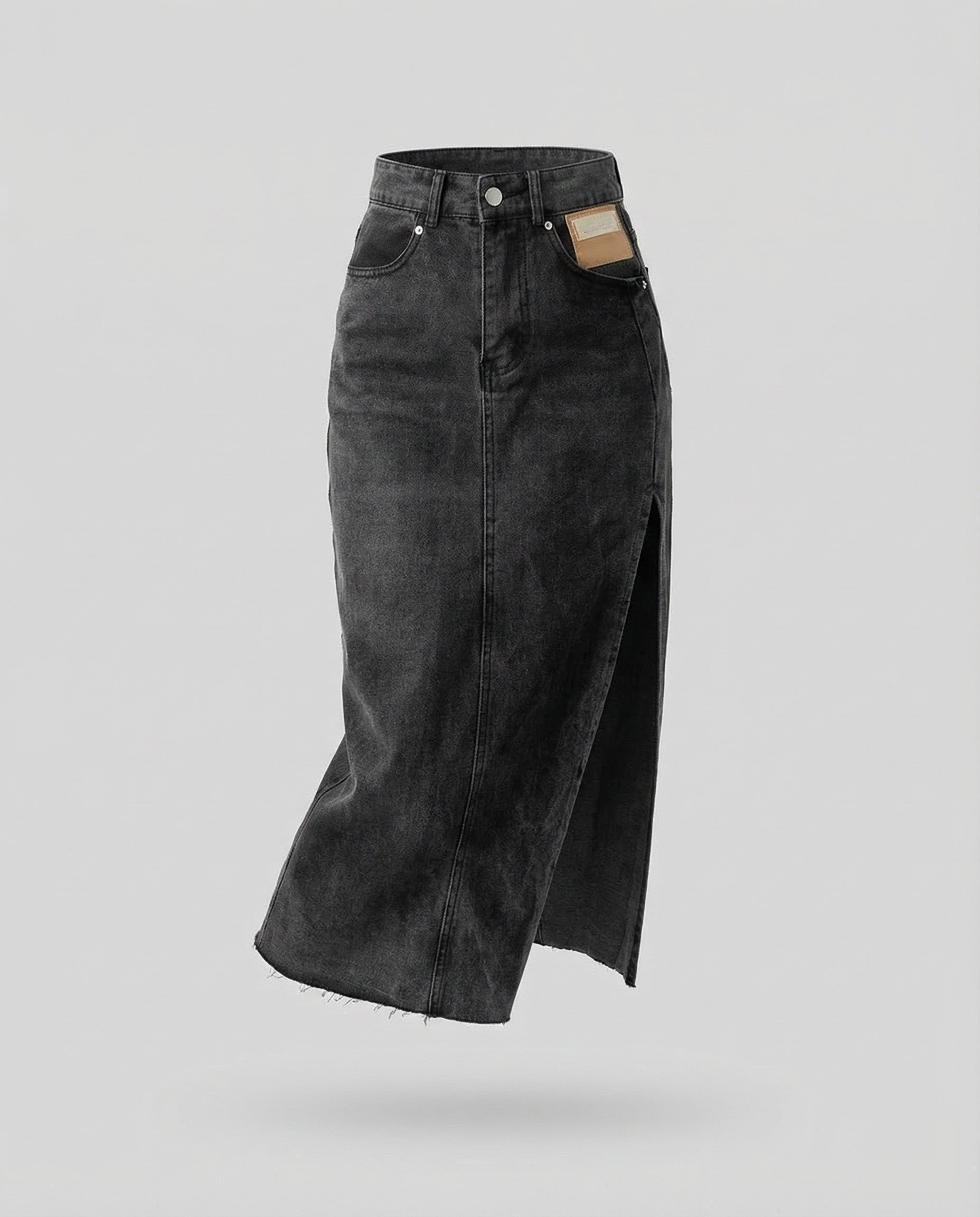 Damen Jeans Midirock Schlitz
