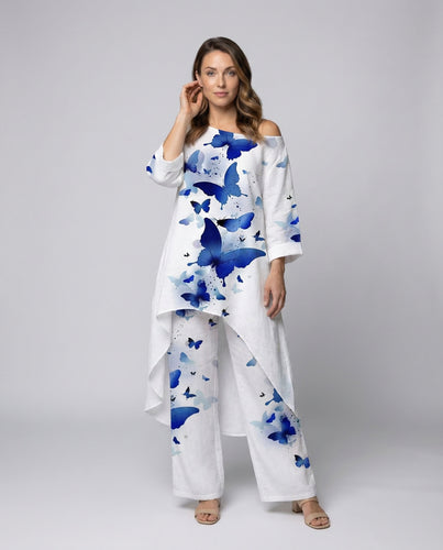 Damen Leinen Set Culotte