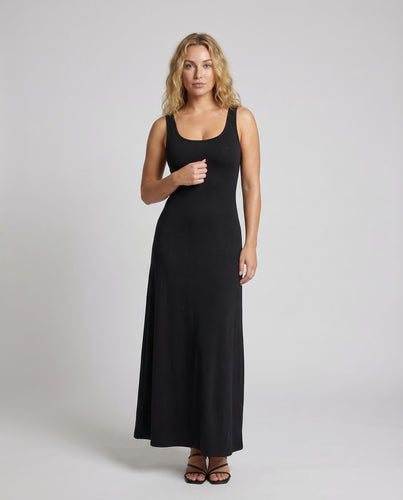 Damen Jersey Maxikleid U Ausschnitt